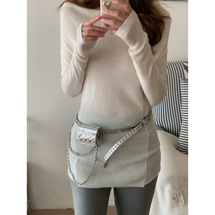 韩国ins风高级感链条腰带包时尚个性百搭凹造型挂包皮带腰间配饰