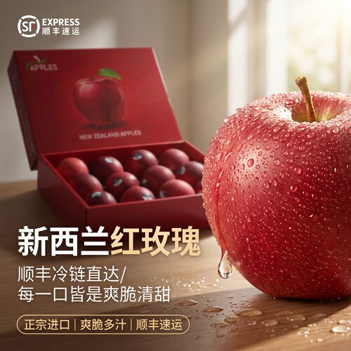新西兰红玫瑰苹果礼盒顺丰冷链