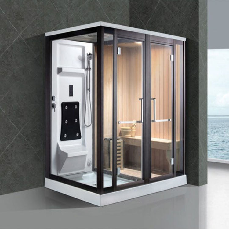 源头厂家铁杉木干蒸房桑拿房家用单人汗蒸房干湿蒸汽淋浴房sauna