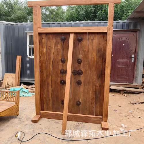 中式仿古大门老榆木双开门民宿建筑庭院平开门庭院茶楼别墅实木门