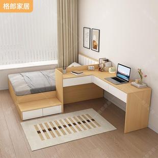 小型高箱與ENI書戶桌一體組合榻榻米床儲物床柜衣柜帶寫字桌吊收