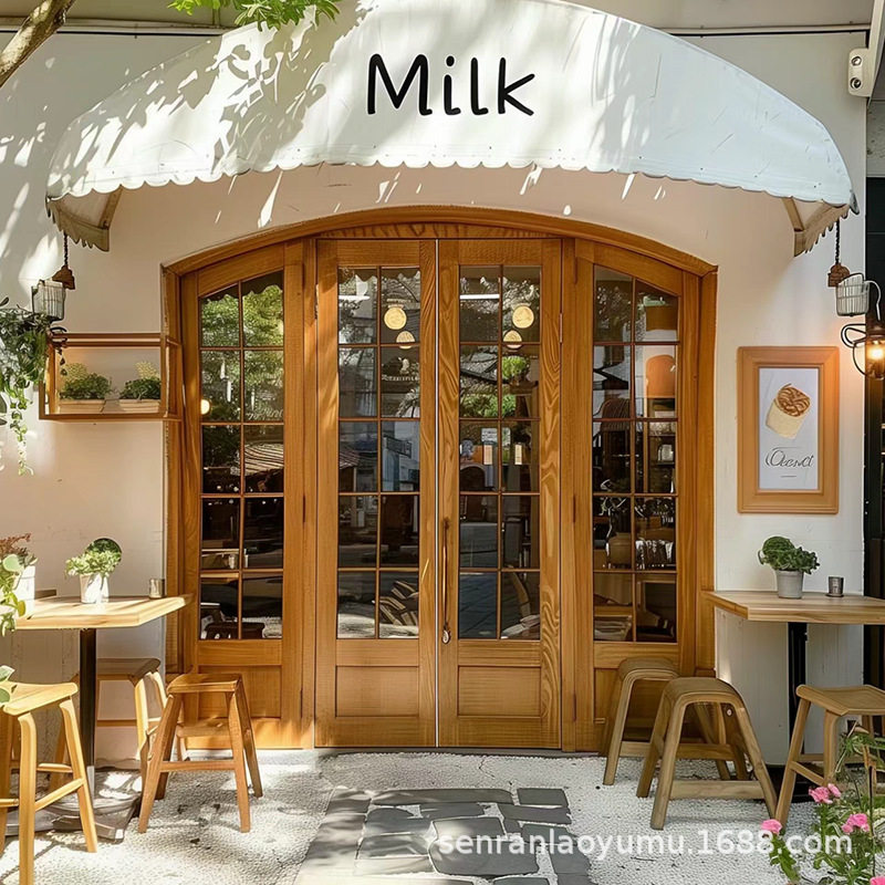 老榆木玻璃门窗民宿店铺门服装店木门蛋糕花店网红一体门窗