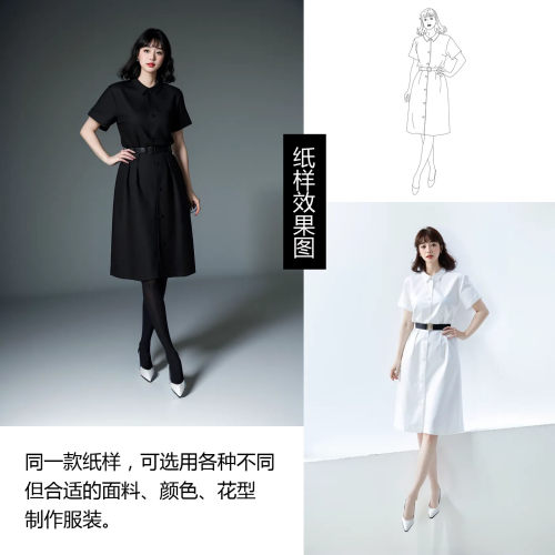 易合体的衬衫裙 纸样