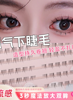 鱼小丫下睫毛氧气女自然仿真懒人系单簇素颜新手分段式自然眼睫毛