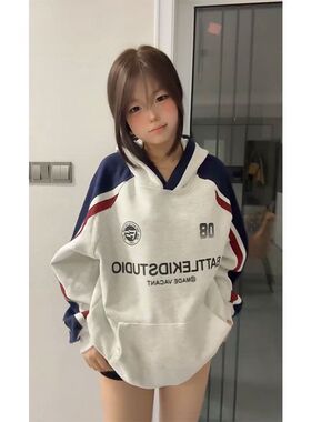 个性原宿bf风高街字母印花炸街连帽卫衣女ins超火韩版慵懒风外套