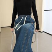 松紧腰直筒牛仔裤 子 宽松胖mm弹力阔腿裤 女春秋2026年新款 高腰大码