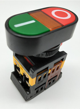 椭圆形双头双按键带灯自复位按钮开关APBB-22-25N 24V 220V 22mm