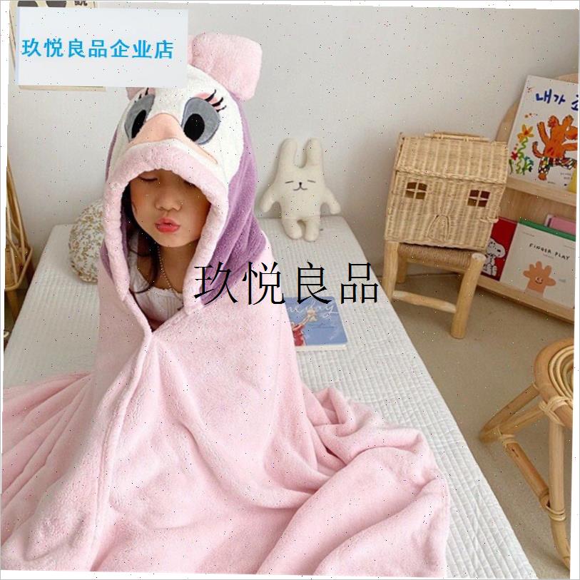 儿童浴袍连帽斗篷婴幼儿多功能毯男女H宝卡通珊瑚绒浴巾加厚不掉,