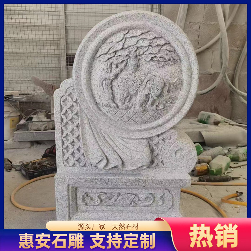 石雕门墩抱鼓石一对家用镇宅麒麟石雕