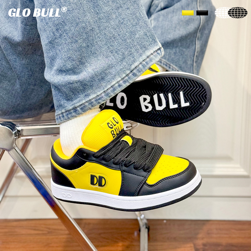 GLO BULL新款黄黑撞色板鞋女超好看厚底小众休闲鞋学生百搭运动鞋