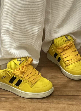 GLO BULL新款休闲百搭面包鞋男女情侣同款低帮秋冬运动鞋黄色板鞋