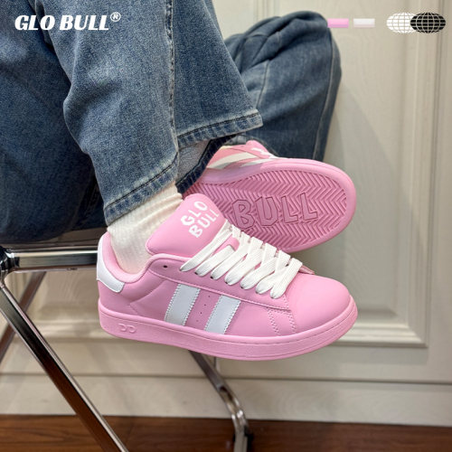 GLO BULL粉色面包鞋女生2025秋冬新款低帮板鞋百搭休闲厚底增高鞋