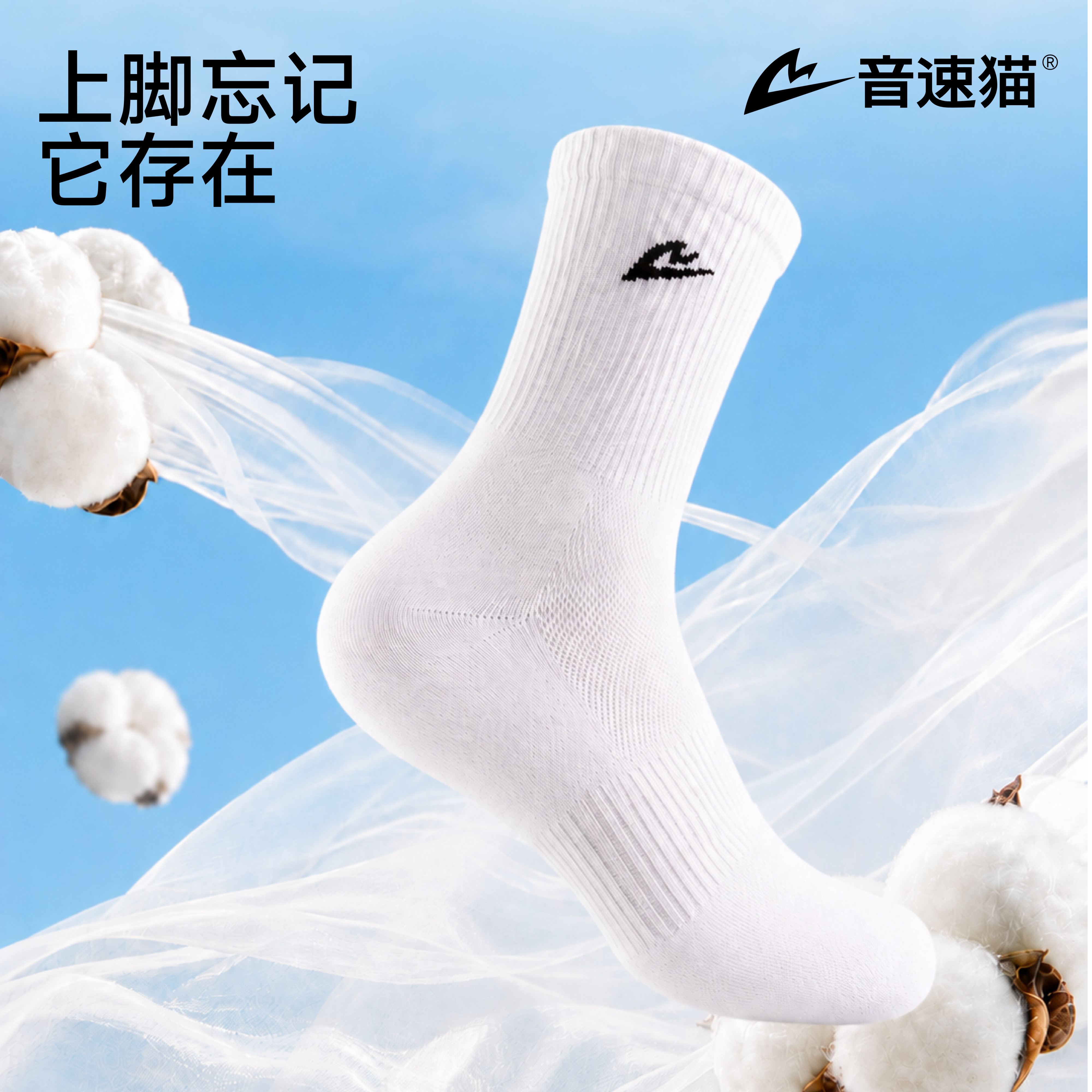 音速猫2LITE吸汗防臭跑步袜图片