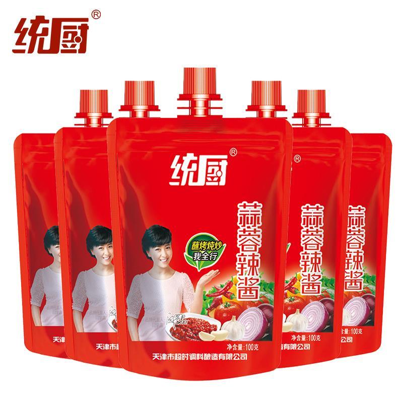 天津统厨蒜蓉辣酱100g*5袋东北辣酱蒜蓉酱淄博烧烤卷饼蒜蓉辣椒酱
