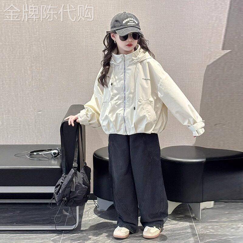 法国Uamtor女童春装外套2026新款儿童洋派春秋季连帽衣服韩范夹克