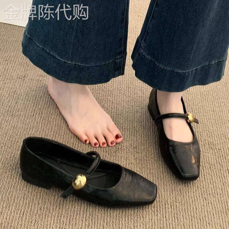 英国真皮平底单鞋女2026新款春季低跟小皮鞋巨好看黑色玛丽珍鞋子