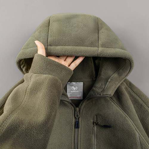 MAROLIO~900G重磅摇粒绒外套男冬季连帽加绒加厚保暖开衫卫衣棉服