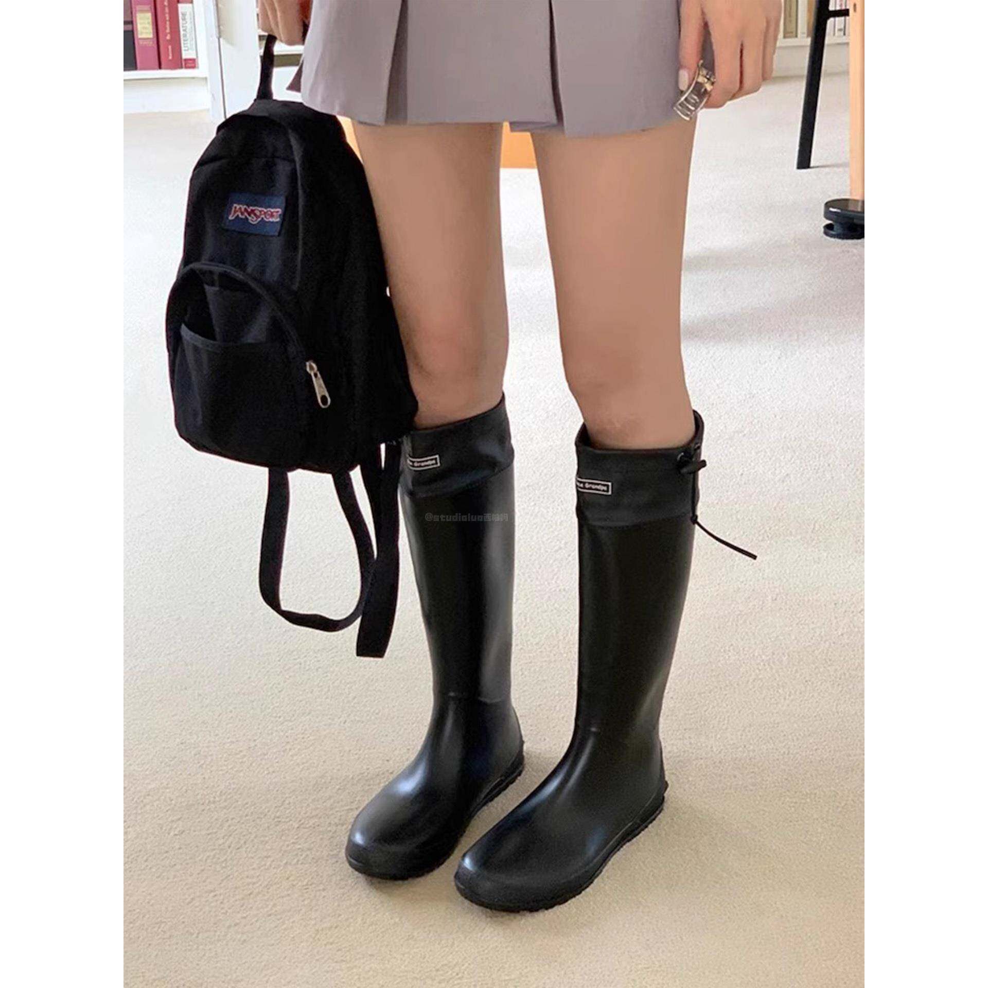 香港外穿防滑雨靴女2025新款黑色高级感气质一脚蹬防水雨鞋时装靴