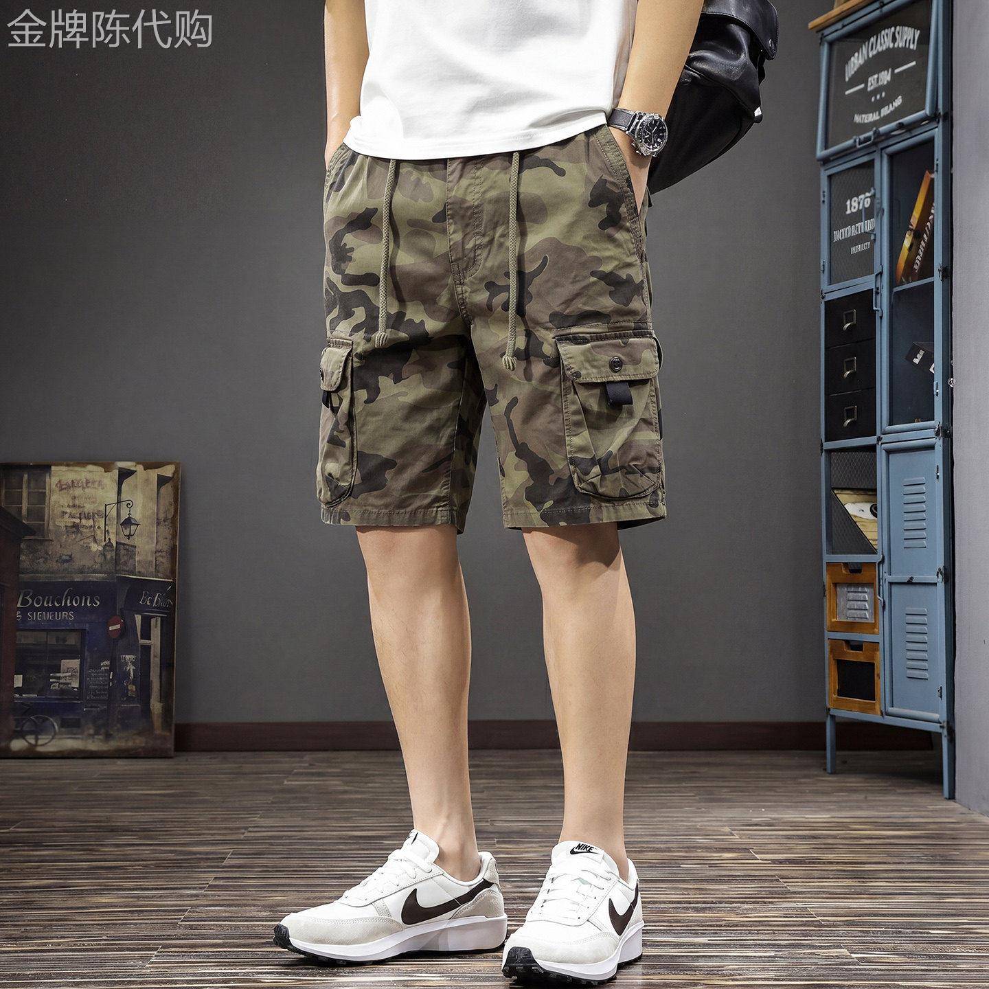 潮牌夏季凉感迷彩工装短裤男士2026薄款百搭休闲裤宽松透气五分裤