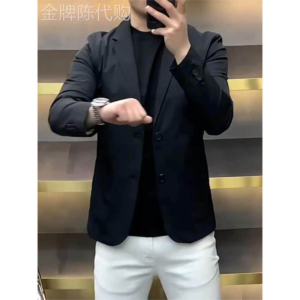 西装外套男士春秋季韩版潮流高级感痞帅商务修身时尚百搭休闲西服