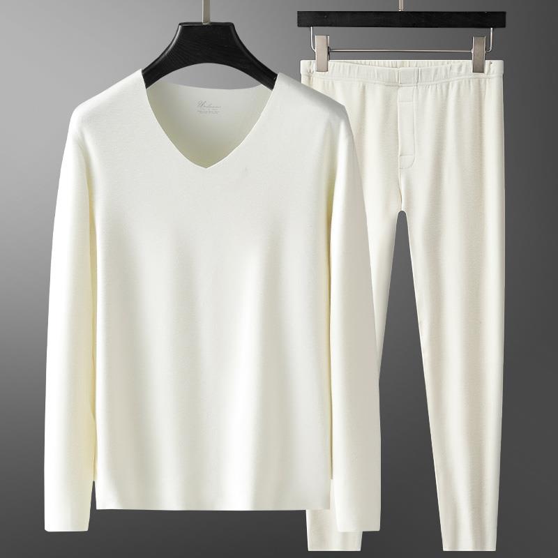 欧洲站 真的赞爆~巨巨巨保暖！无痕V领羽毛蛋白德绒内衣套装