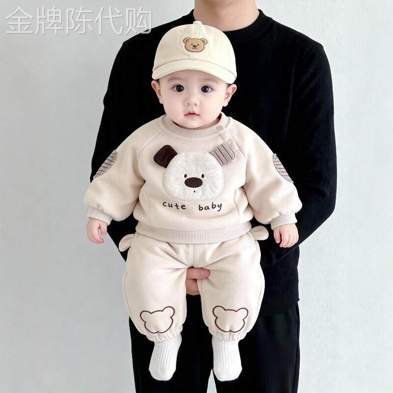 法国BADNUT男童套装春秋装2026新款婴儿卫衣裤子儿童帅气衣服童装