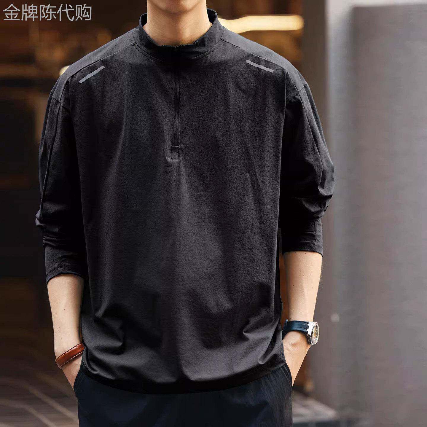 日本高端品牌户外运动长袖t恤男26春夏新款休闲宽松运动速干衣男