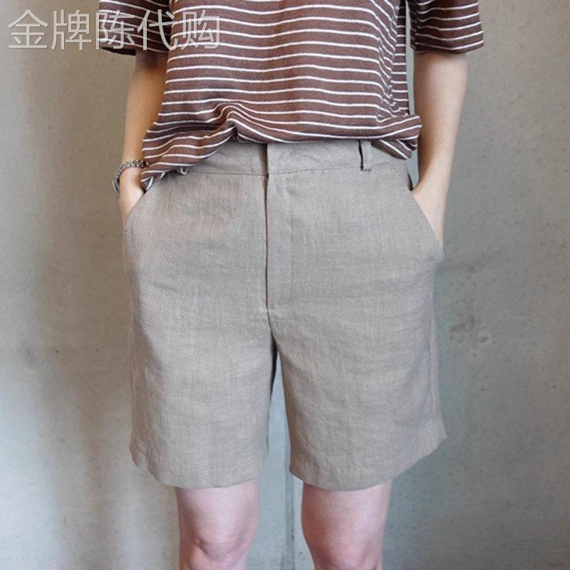 五分棉麻短裤女夏季高腰显瘦小个子休闲窄版阔腿亚麻直筒西装中裤