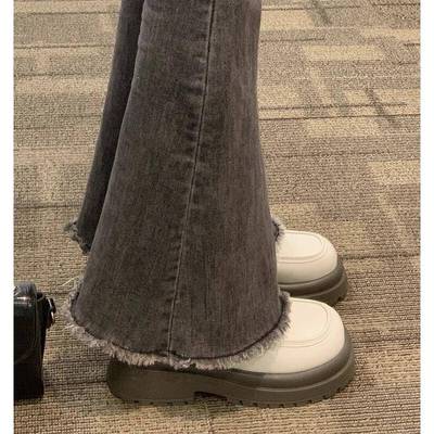 真皮英伦风单鞋女2025新款秋冬季加绒白色百搭玛丽珍鞋厚底小皮鞋