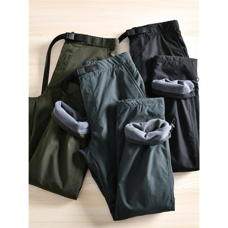 MAROLIO~户外防风防水 外贸男装秋冬加绒加厚保暖卡扣直筒休闲裤