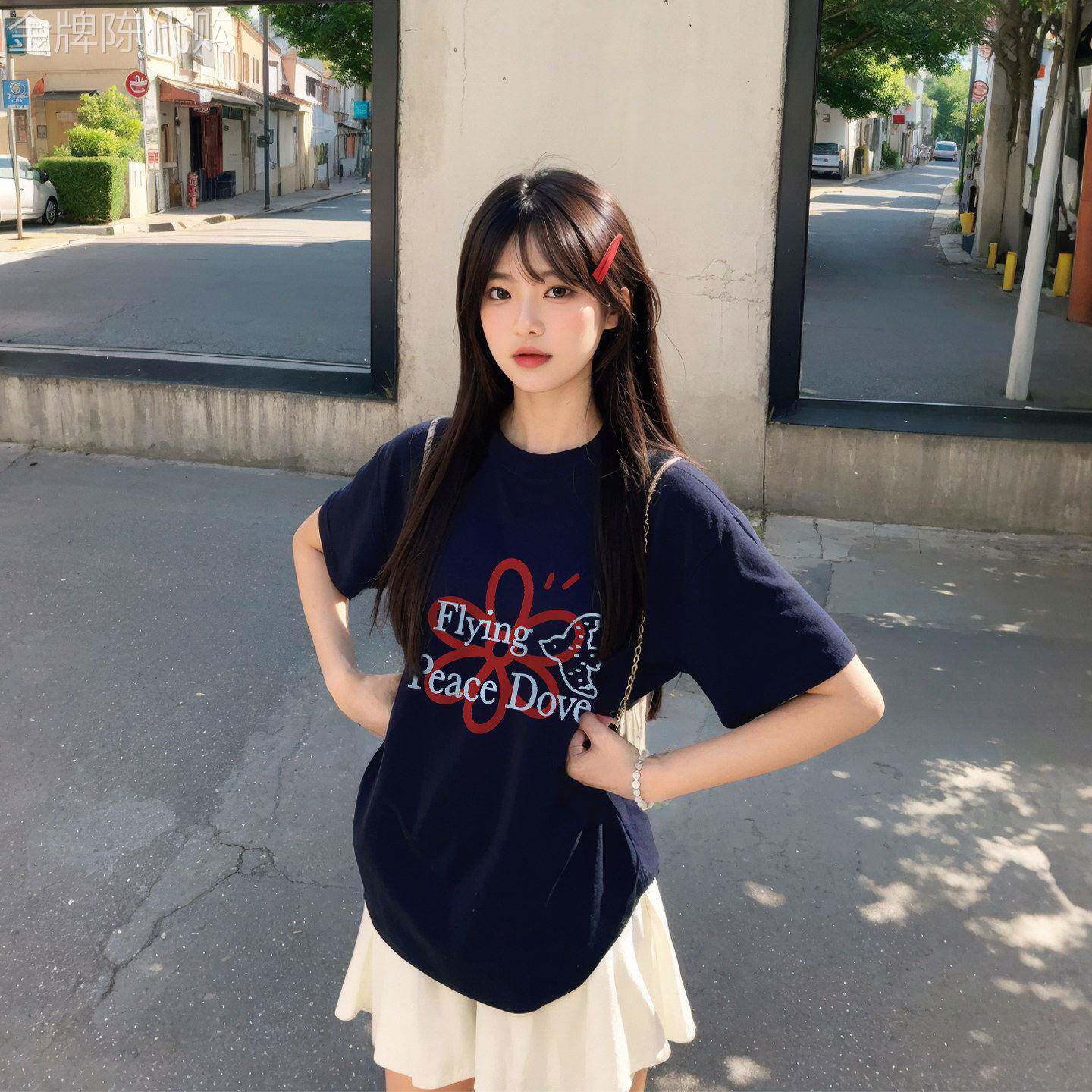 短袖t恤女2026新款爆款夏季黑色宽松慵懒半袖设计感小众纯棉上衣
