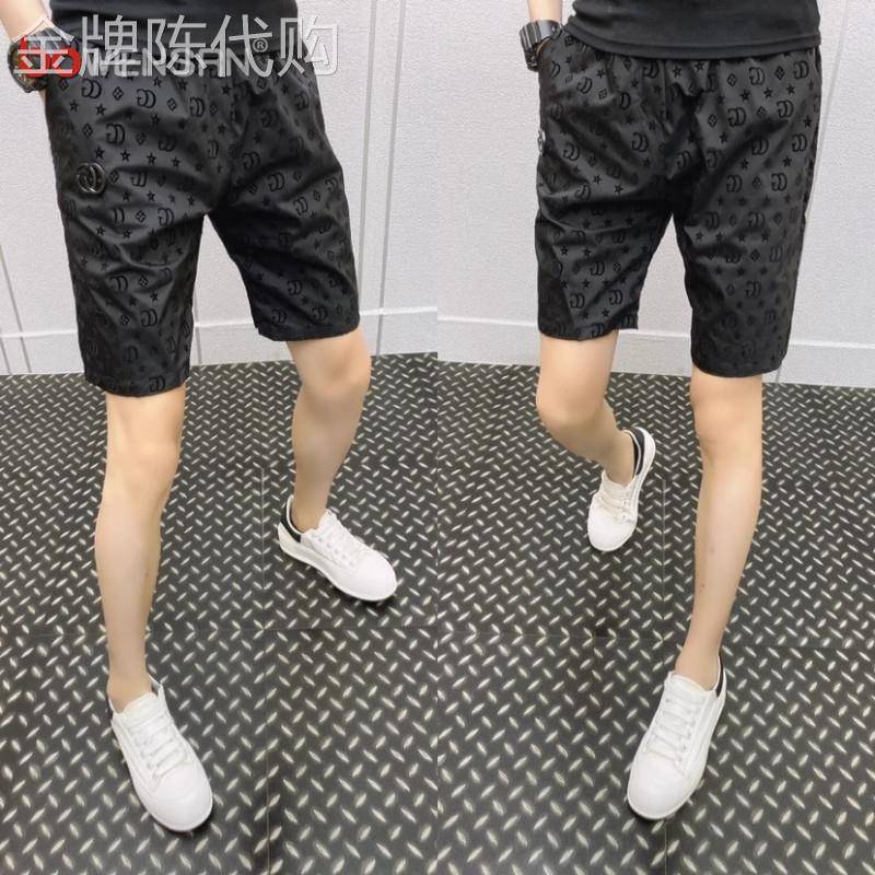 潮牌印花休闲短裤男士夏季外穿2026新款韩版痞帅沙滩五分裤子男款