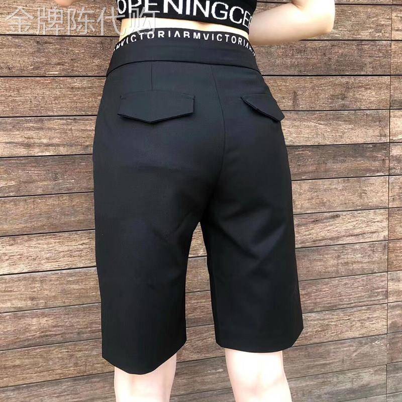 西装短裤女夏季薄款2025新款高腰大码显瘦直筒黑色休闲五分中裤子
