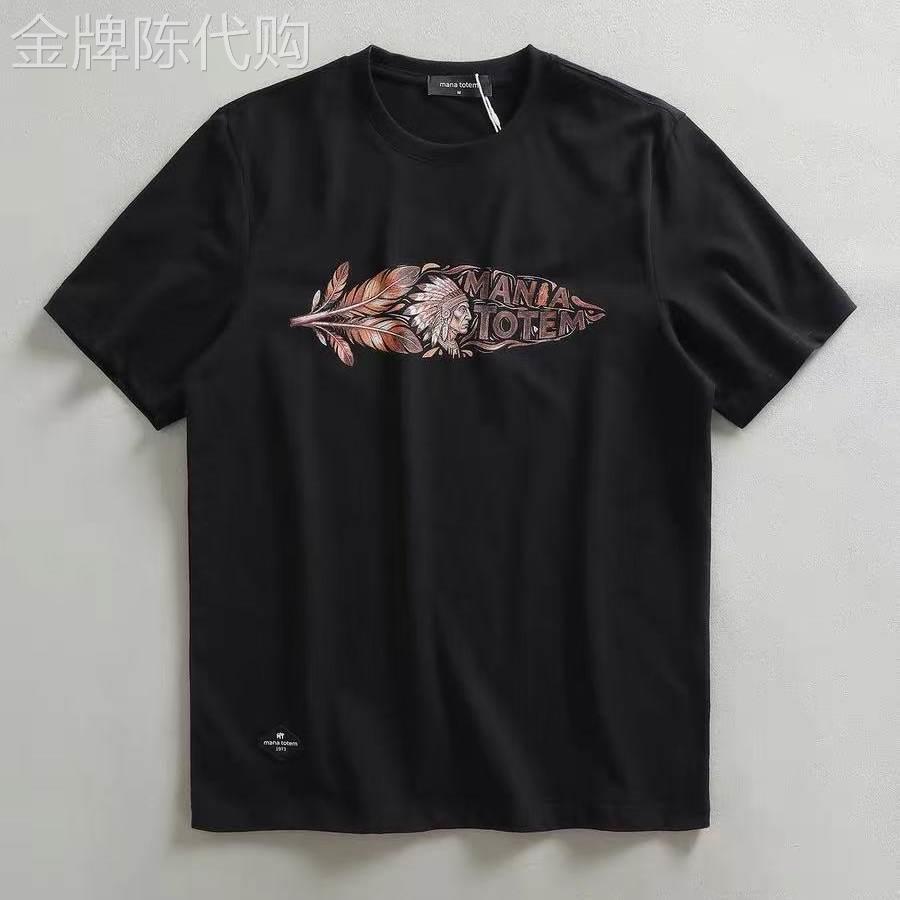 代购潮牌夏季美式复古印第安图案纯棉短袖T恤男休闲青年半袖上衣