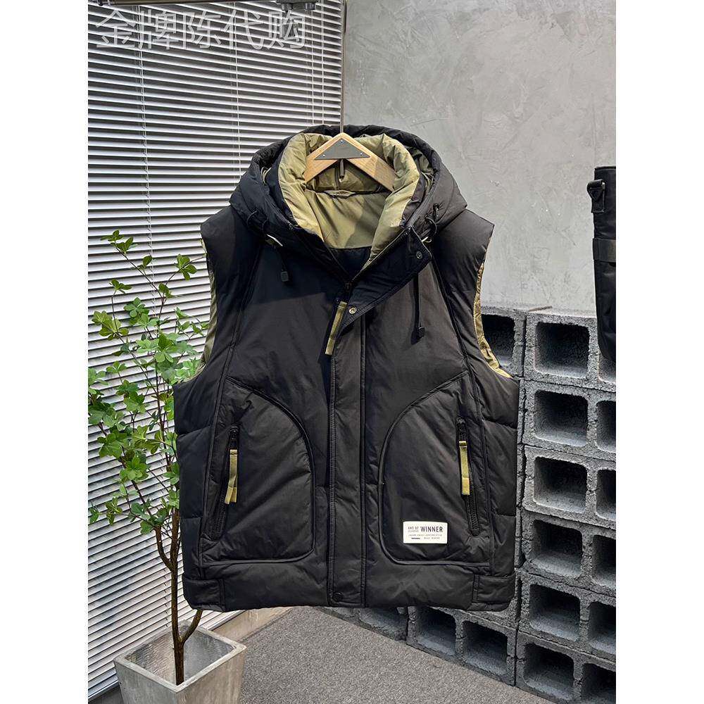 高端羽绒服背心背心为男子冬季2025新加厚保暖连帽无袖夹克为男子