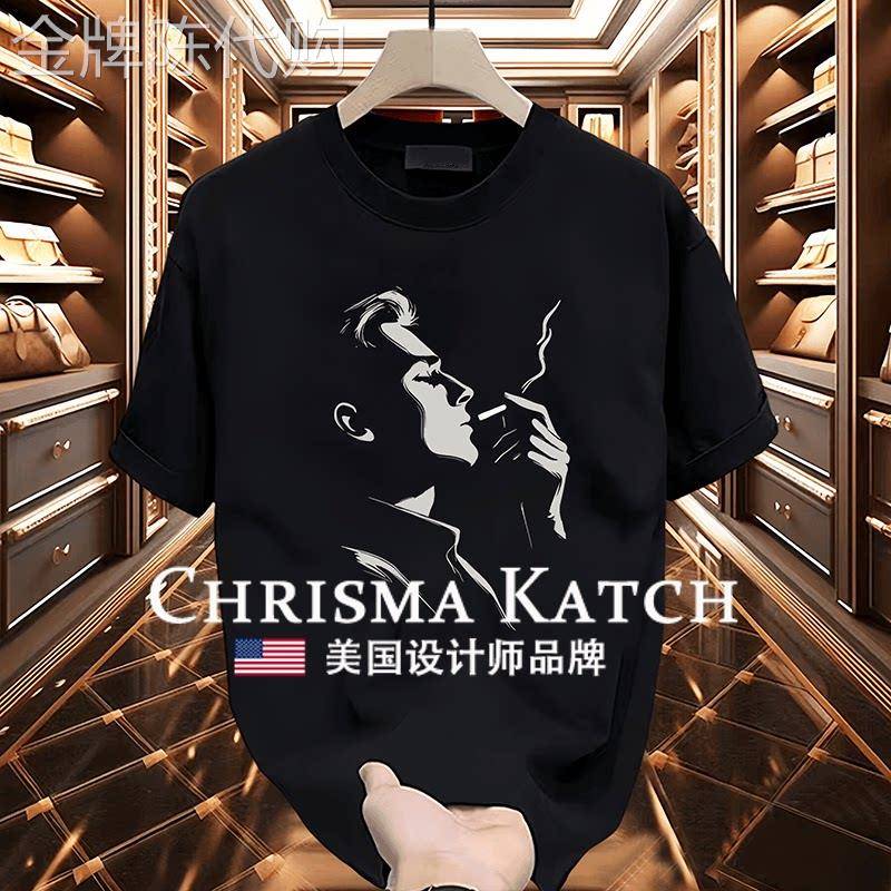 出口美国Chrisma Katch~夏季纯棉宽松短袖创意印花休闲圆领上衣