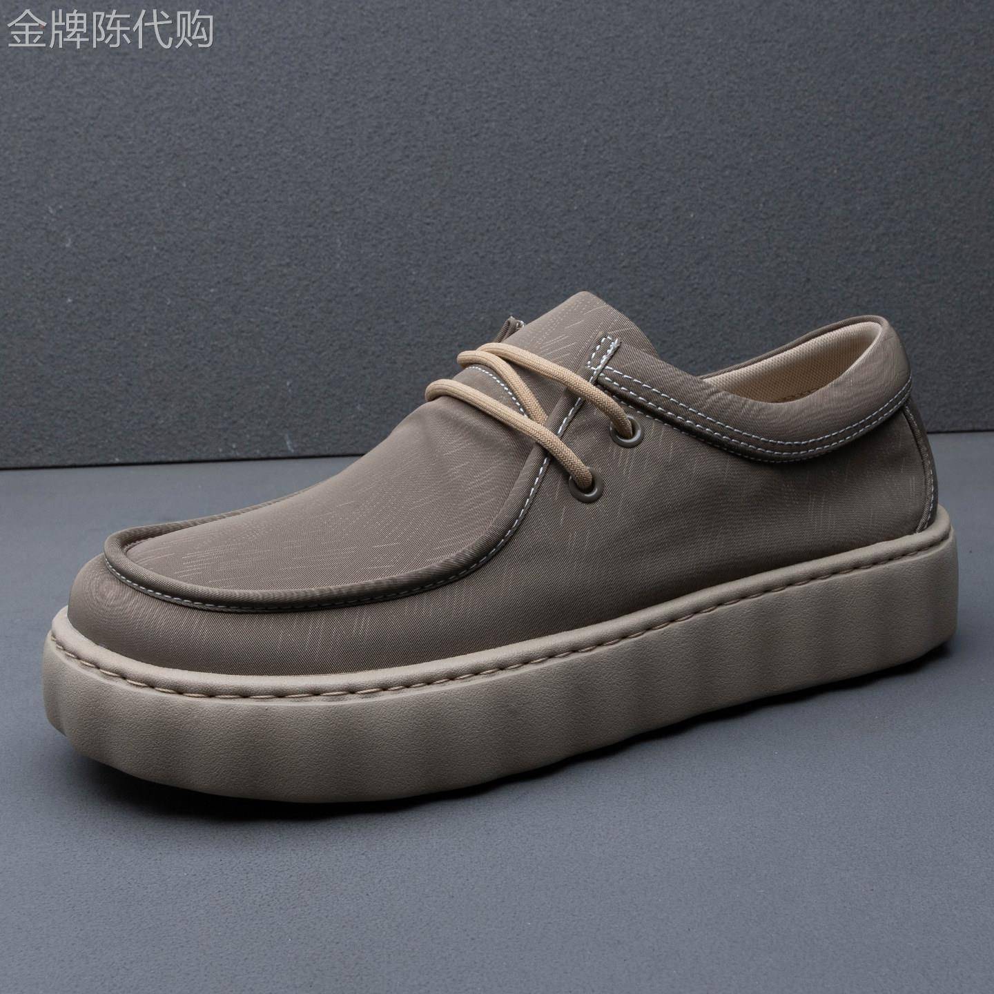 轻奢宽楦潮流冰丝透气厚底布鞋男士新款高级踩屎感百搭乐福休闲鞋