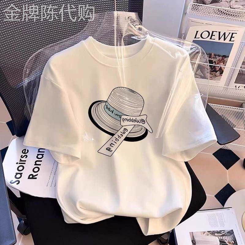 纯棉正肩短袖t恤女夏季2026新款薄宽松大码显瘦休闲半袖体恤上衣