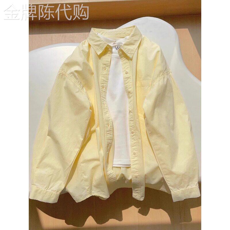 黄色防晒衬衫女2025新款夏季柠檬海盐穿搭薄款长袖衬衣外套上衣