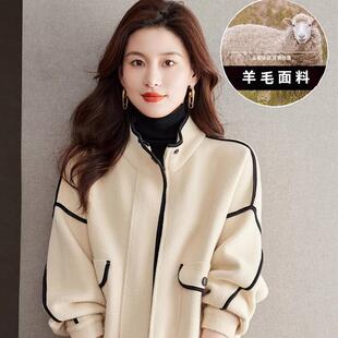 春秋毛呢羊毛针织开衫外套女2025新款短款加厚棒球服宽松夹克上衣