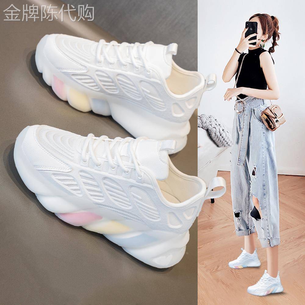 内增高小白鞋女夏薄款2026新款百搭轻便软底网面透气厚底老爹鞋子