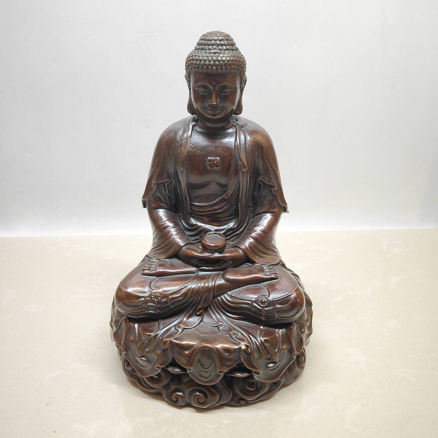 药师佛铜佛像摆件仿古如来佛祖释迦牟尼佛家居佛堂工艺品高20公分