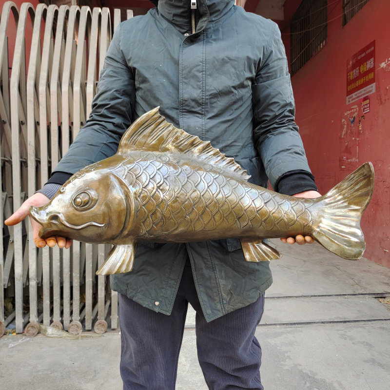 大号铜鱼摆件仿古年年有余招财聚财风水工艺品中式家居门厅鲤鱼