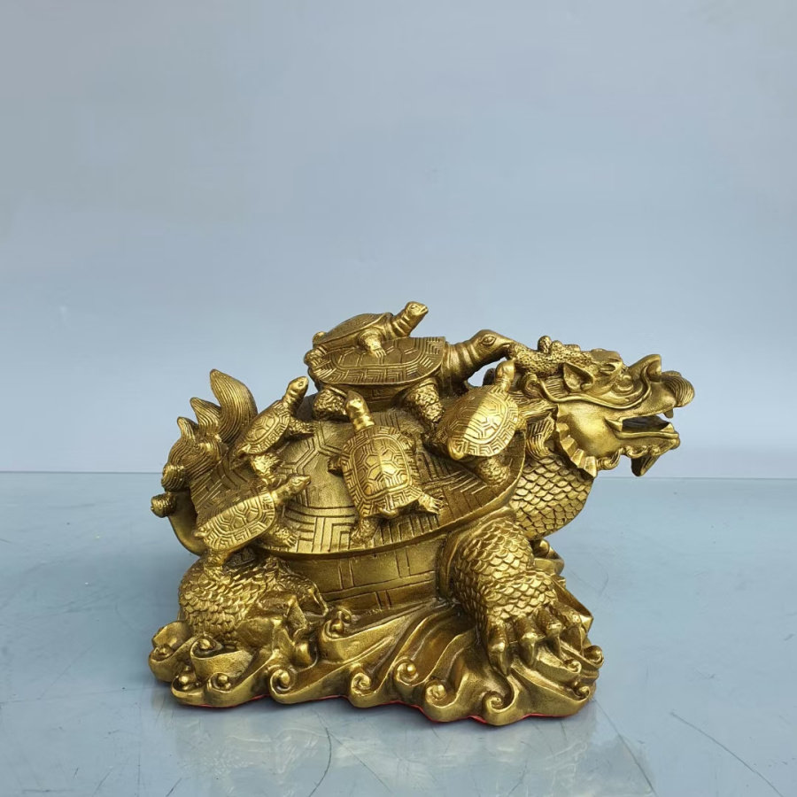铜龙龟摆件九九龟八子九子龙头乌龟招财旺子孙家居风水中式工艺品