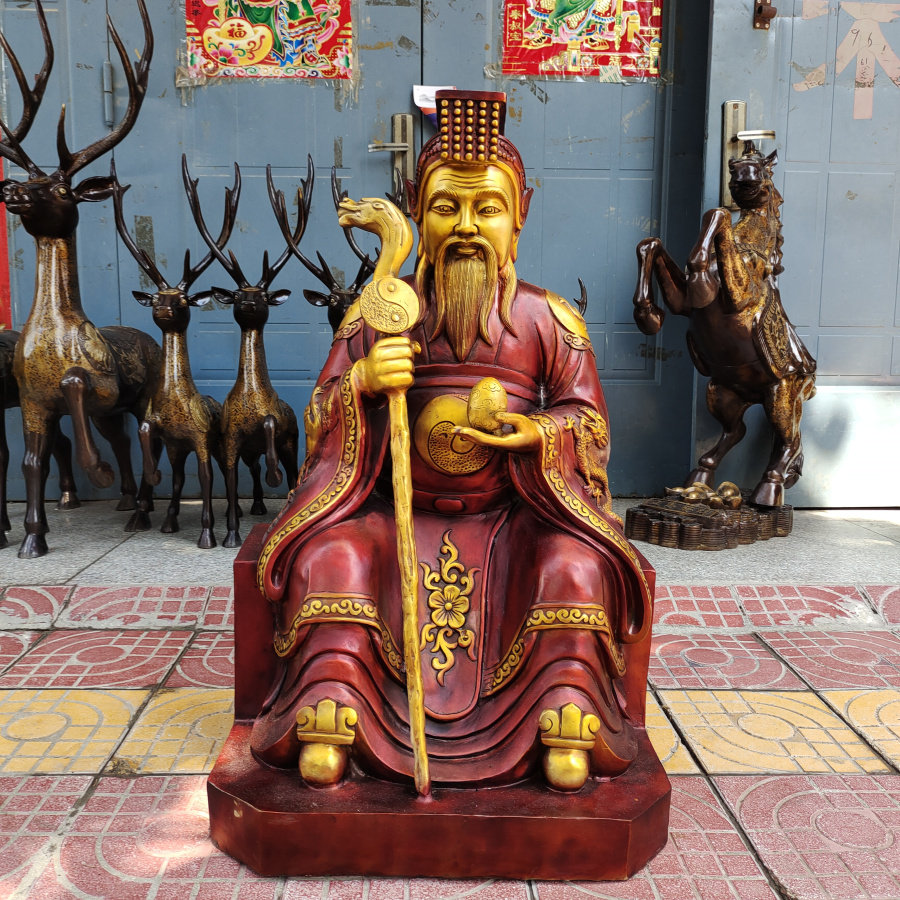 特大号铜黄天老祖督天老祖昊天大帝上帝坐像纯铜无极祖师家居摆件