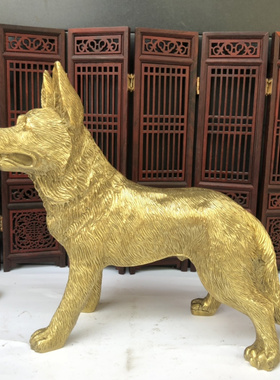 铜招财中式生肖狼狗摆件吉祥物