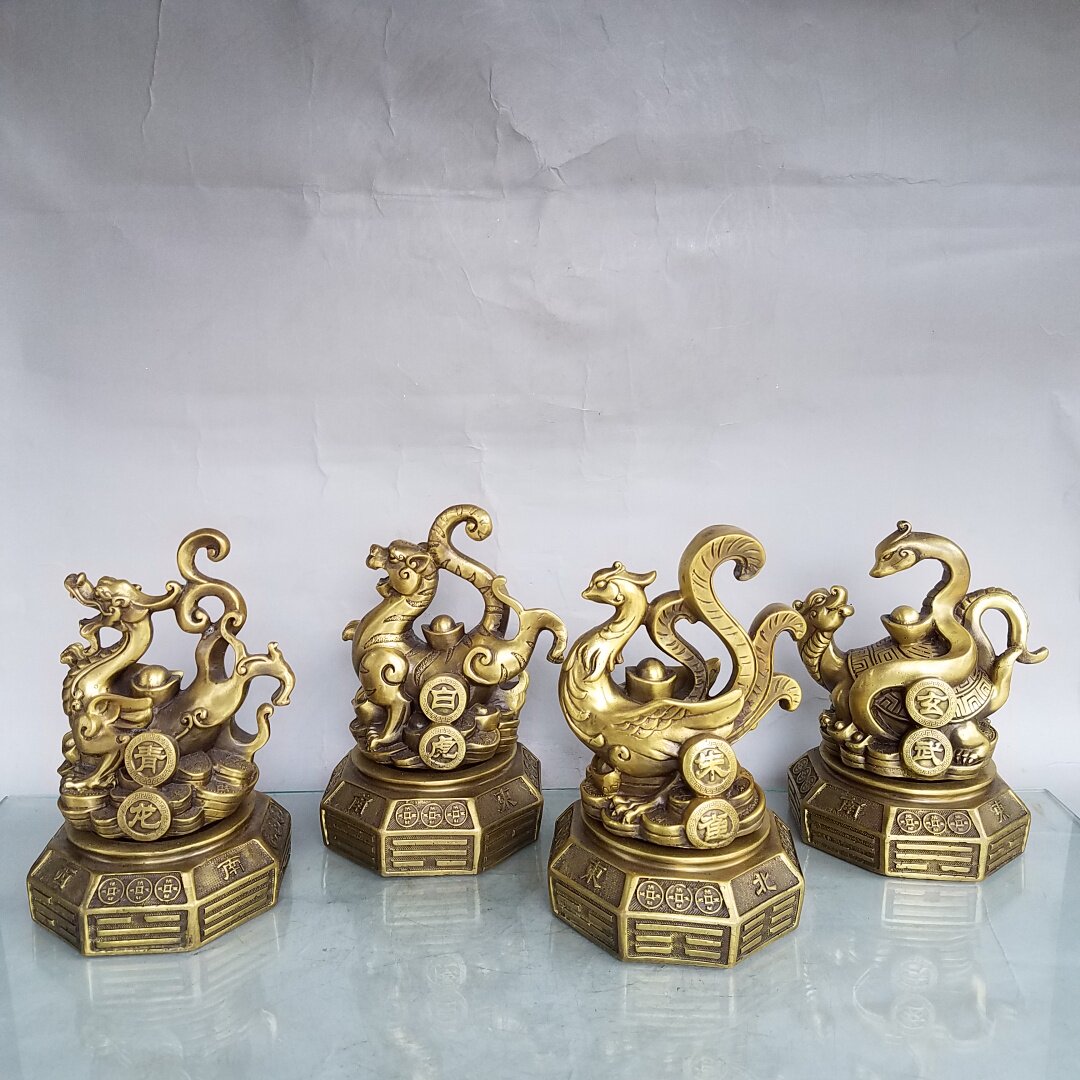 铜四方神兽摆件四方位八卦青龙白虎朱雀玄武镇宅招财家居风水用品