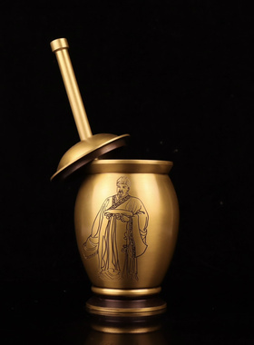 黄铜中式诊所捣药罐研磨器用品