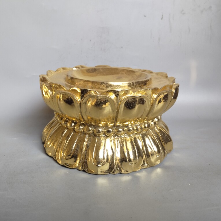 大号铜底座摆件黄铜贴金烛台莲花加高佛像观音底座客厅用品工艺品
