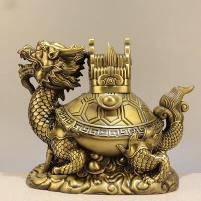 铜三元及第官帽龙龟摆件招财大号